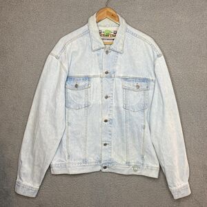 Vintage Guess Jeans Y2K Denim Mens Trucker Denim Jacket XL Wash Blue Classic USA